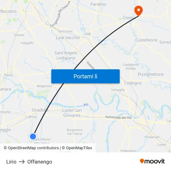 Lirio to Offanengo map