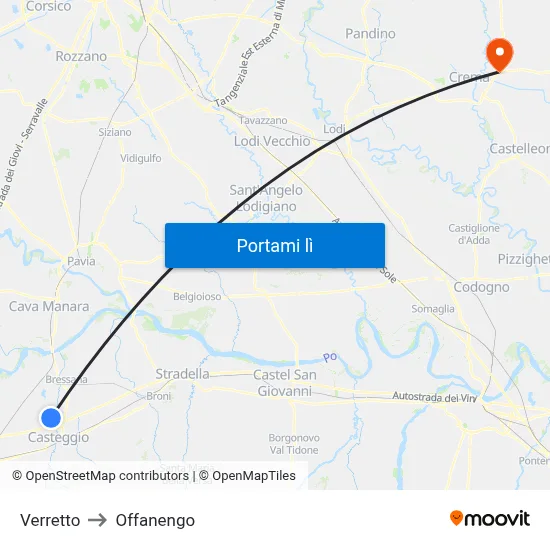 Verretto to Offanengo map