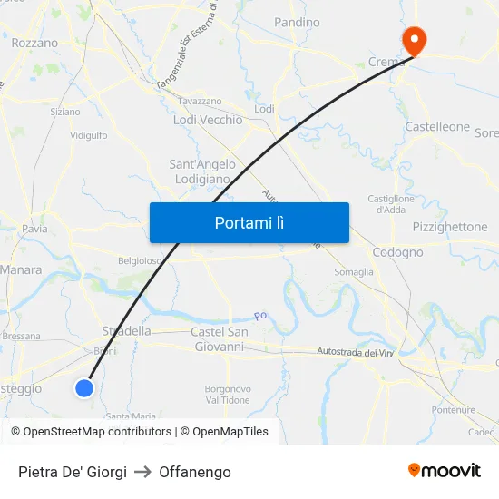 Pietra De' Giorgi to Offanengo map