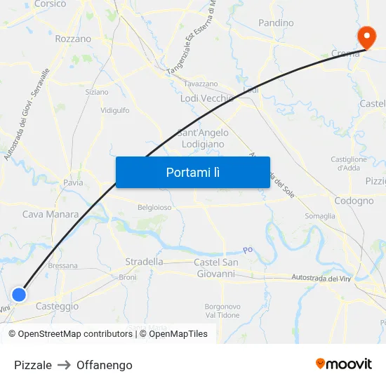 Pizzale to Offanengo map