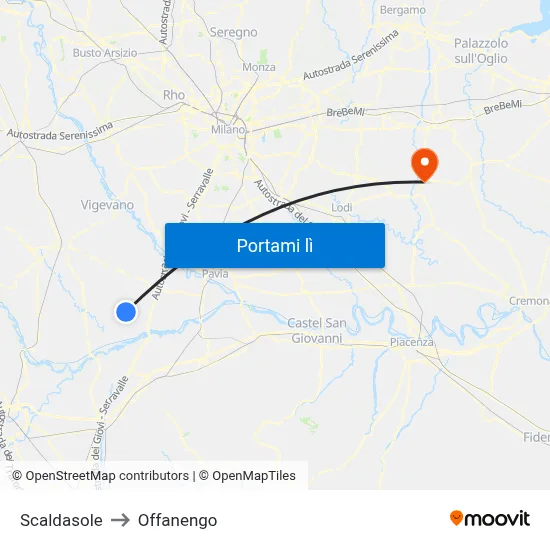 Scaldasole to Offanengo map