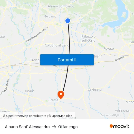 Albano Sant' Alessandro to Offanengo map