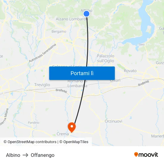 Albino to Offanengo map