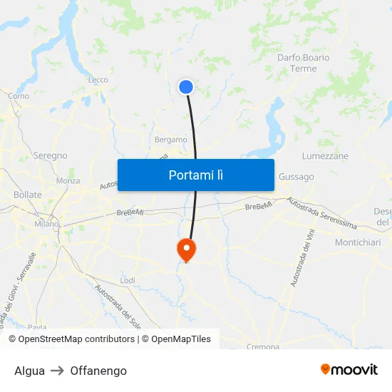 Algua to Offanengo map