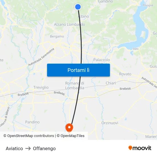 Aviatico to Offanengo map