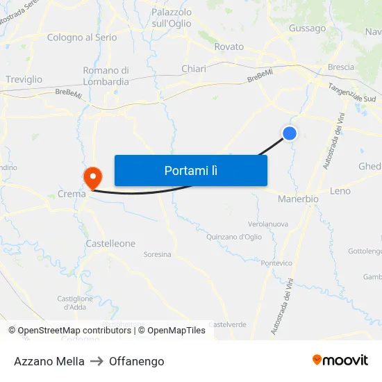 Azzano Mella to Offanengo map