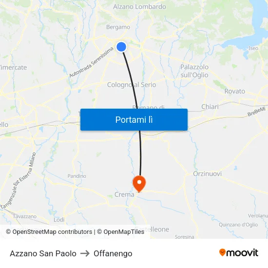 Azzano San Paolo to Offanengo map