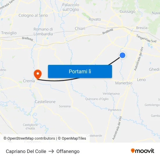 Capriano Del Colle to Offanengo map