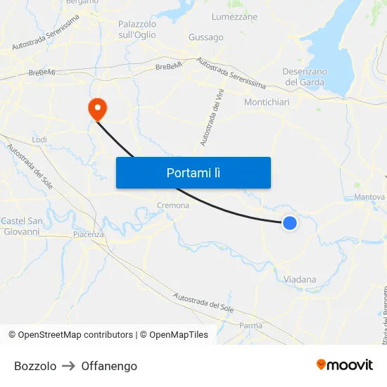 Bozzolo to Offanengo map