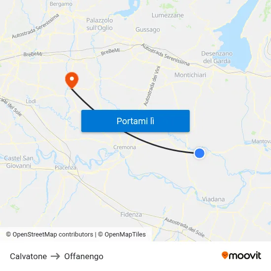 Calvatone to Offanengo map