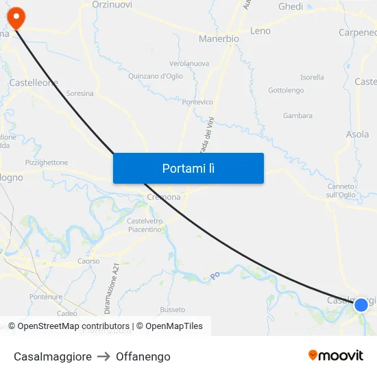 Casalmaggiore to Offanengo map