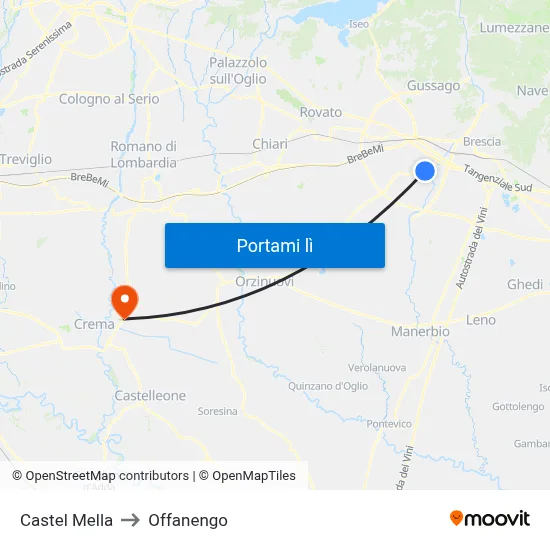 Castel Mella to Offanengo map
