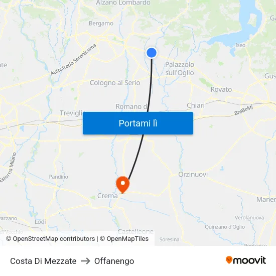 Costa Di Mezzate to Offanengo map