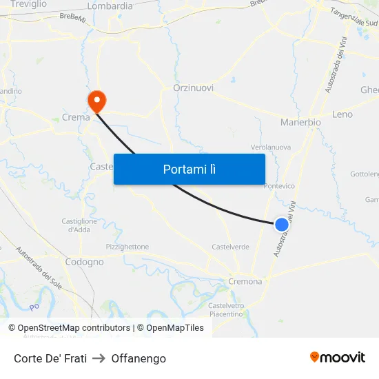 Corte De' Frati to Offanengo map