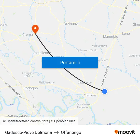 Gadesco-Pieve Delmona to Offanengo map
