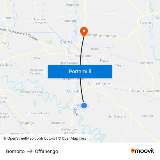 Gombito to Offanengo map