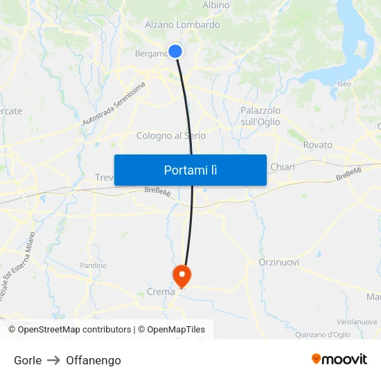 Gorle to Offanengo map
