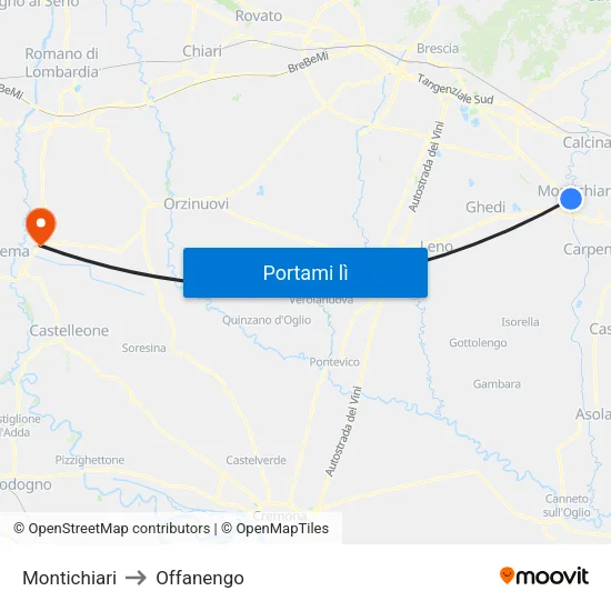 Montichiari to Offanengo map