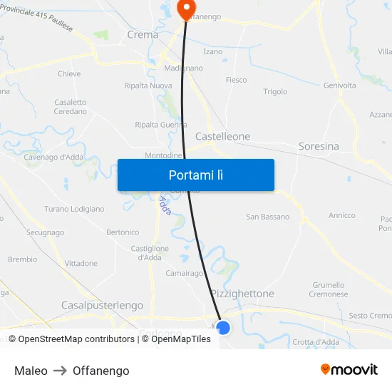 Maleo to Offanengo map