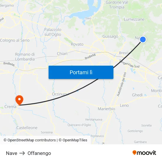 Nave to Offanengo map