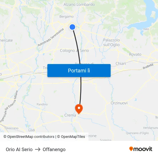 Orio Al Serio to Offanengo map