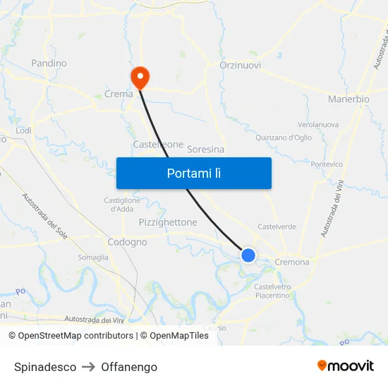Spinadesco to Offanengo map