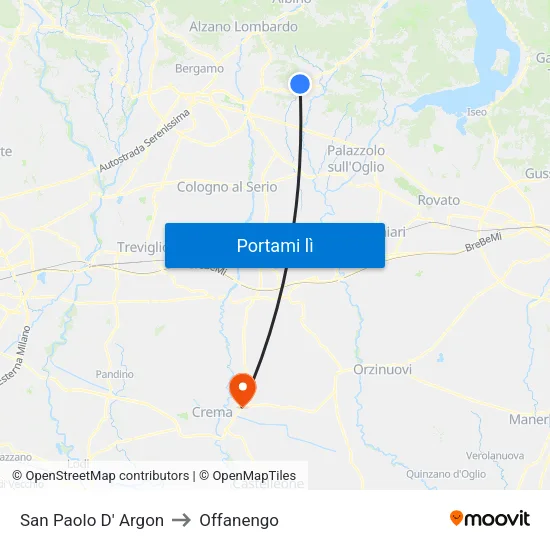 San Paolo D' Argon to Offanengo map