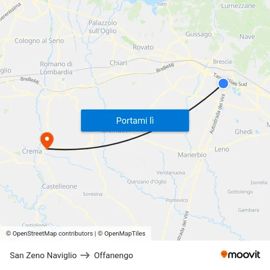 San Zeno Naviglio to Offanengo map