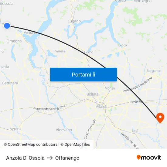 Anzola D' Ossola to Offanengo map
