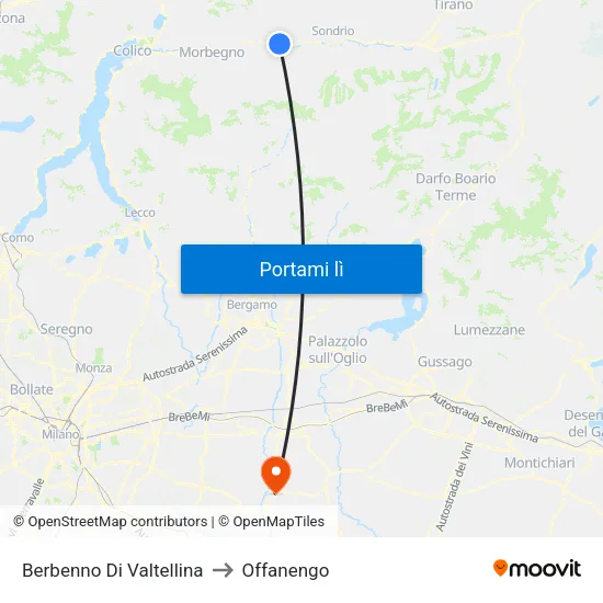 Berbenno Di Valtellina to Offanengo map