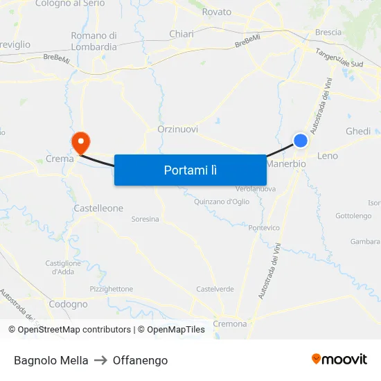 Bagnolo Mella to Offanengo map