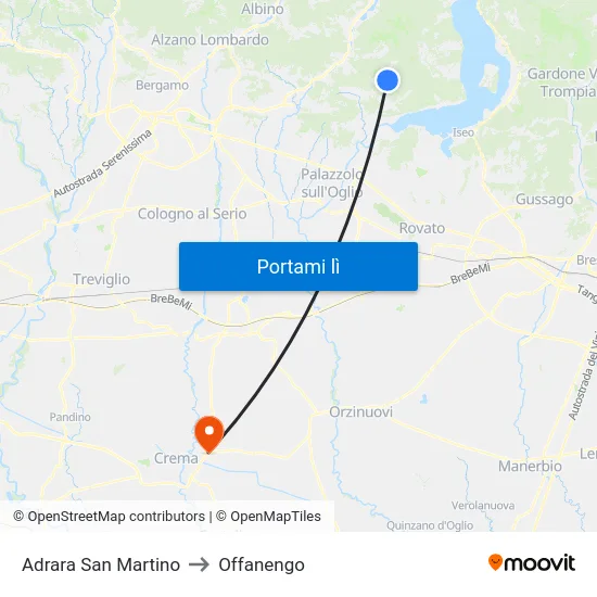 Adrara San Martino to Offanengo map