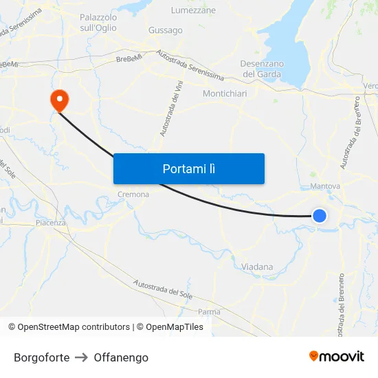 Borgoforte to Offanengo map