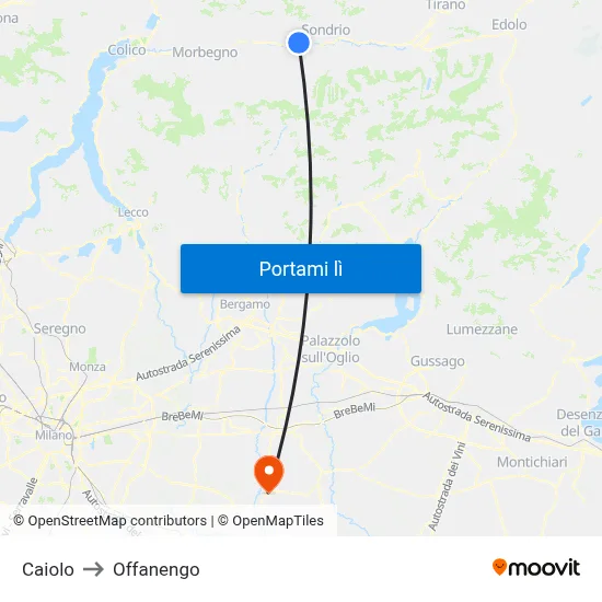 Caiolo to Offanengo map