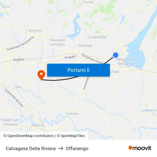 Calvagese Della Riviera to Offanengo map