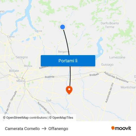Camerata Cornello to Offanengo map