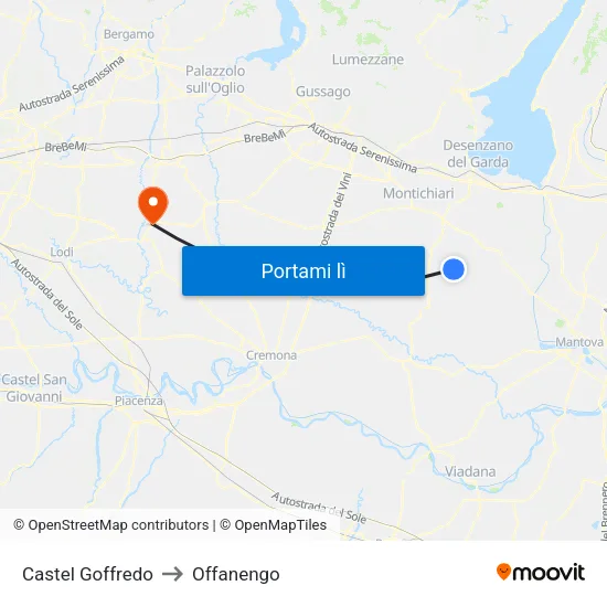 Castel Goffredo to Offanengo map