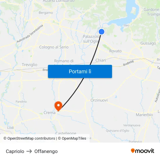Capriolo to Offanengo map