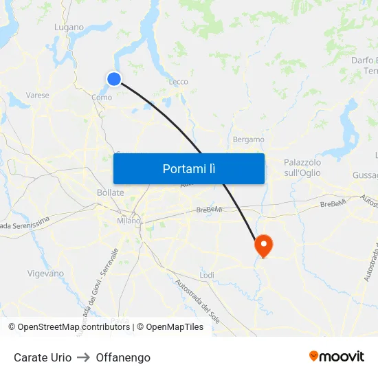 Carate Urio to Offanengo map