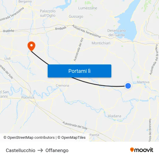 Castellucchio to Offanengo map
