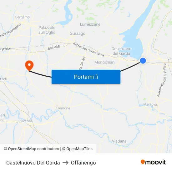Castelnuovo Del Garda to Offanengo map