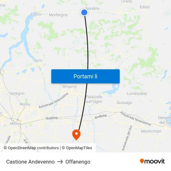 Castione Andevenno to Offanengo map