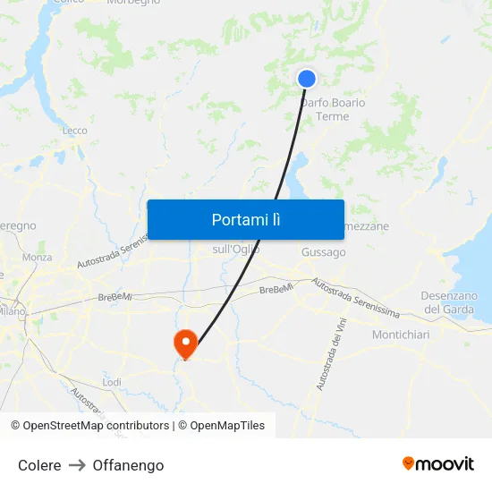Colere to Offanengo map