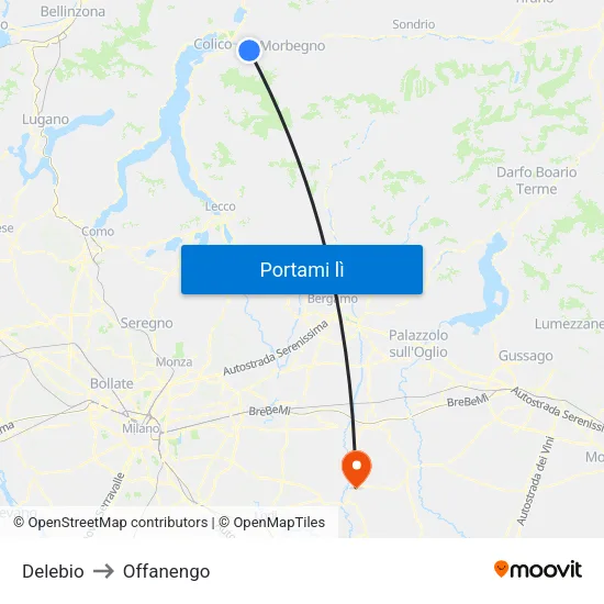 Delebio to Offanengo map