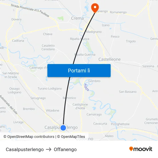 Casalpusterlengo to Offanengo map