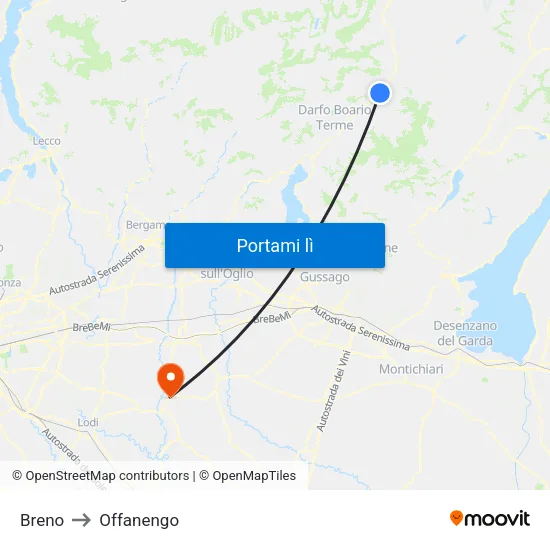 Breno to Offanengo map