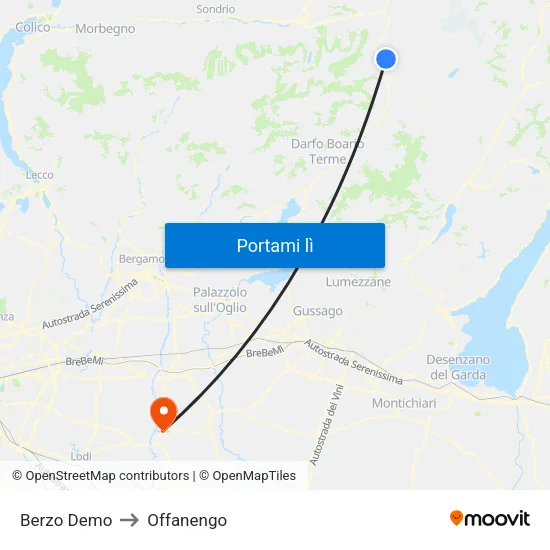 Berzo Demo to Offanengo map