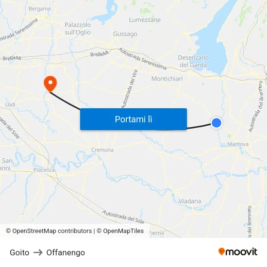 Goito to Offanengo map