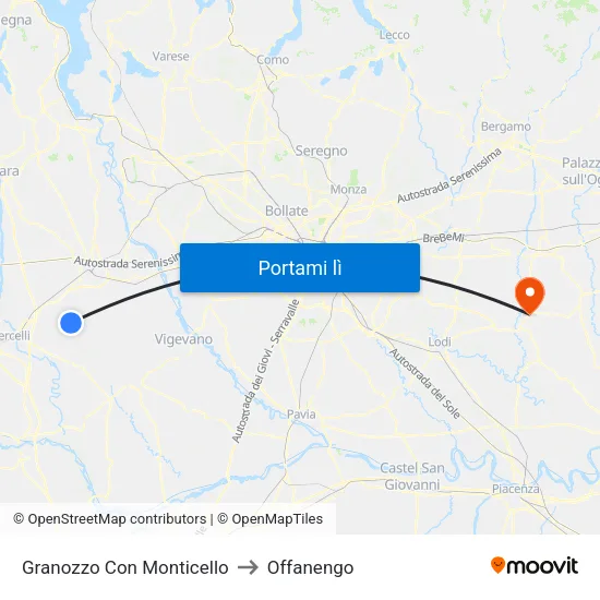 Granozzo Con Monticello to Offanengo map