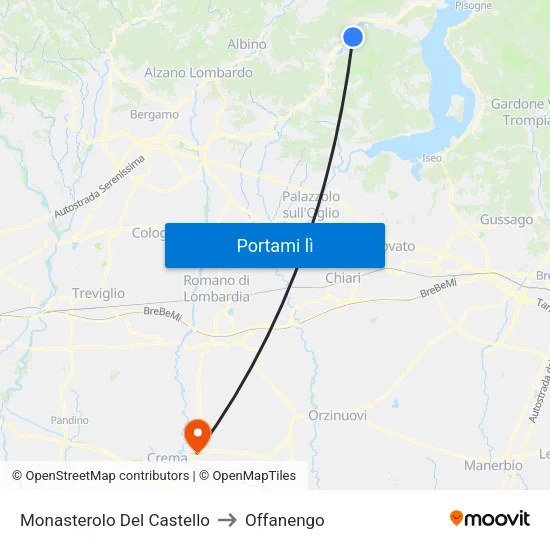 Monasterolo Del Castello to Offanengo map